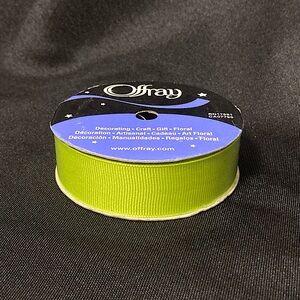 ⭐️ Offray Ribbed Bright Green Chartruse Craft Ribbon 7/8” x 216”